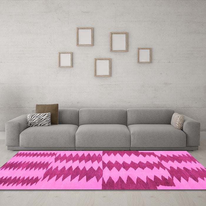 Machine Washable Abstract Pink Contemporary Rug in a Living Room, wshcon712pnk