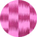 Round Machine Washable Abstract Pink Contemporary Rug, wshcon712pnk