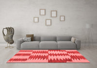 Machine Washable Abstract Red Contemporary Rug, wshcon712red