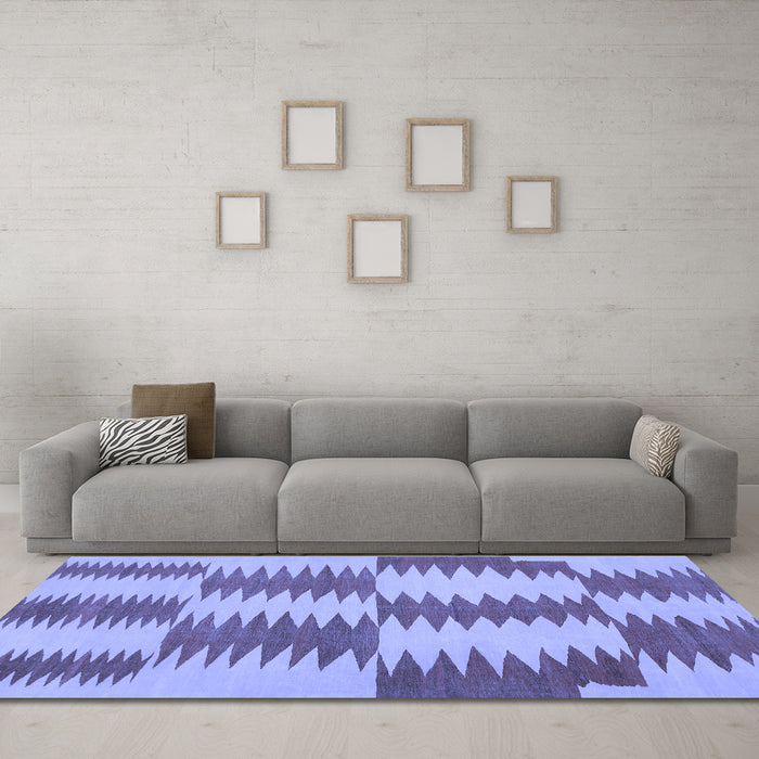 Machine Washable Abstract Blue Contemporary Rug in a Living Room, wshcon712blu