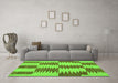 Machine Washable Abstract Green Contemporary Area Rugs in a Living Room,, wshcon712grn