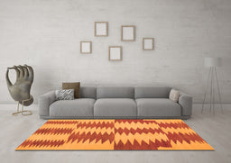 Machine Washable Abstract Orange Contemporary Area Rugs in a Living Room, wshcon712org