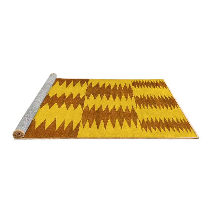 Sideview of Machine Washable Abstract Yellow Contemporary Rug, wshcon712yw