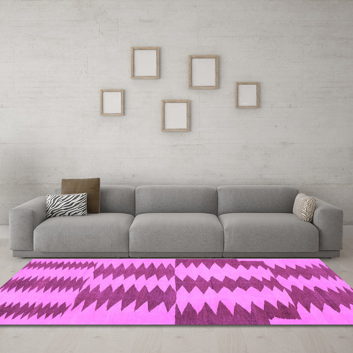 Machine Washable Abstract Purple Contemporary Area Rugs in a Living Room, wshcon712pur