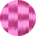 Round Abstract Pink Contemporary Rug, con712pnk