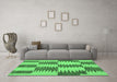 Machine Washable Abstract Emerald Green Contemporary Area Rugs in a Living Room,, wshcon712emgrn