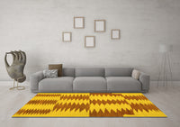 Machine Washable Abstract Yellow Contemporary Rug, wshcon712yw