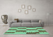 Machine Washable Abstract Turquoise Contemporary Area Rugs in a Living Room,, wshcon712turq