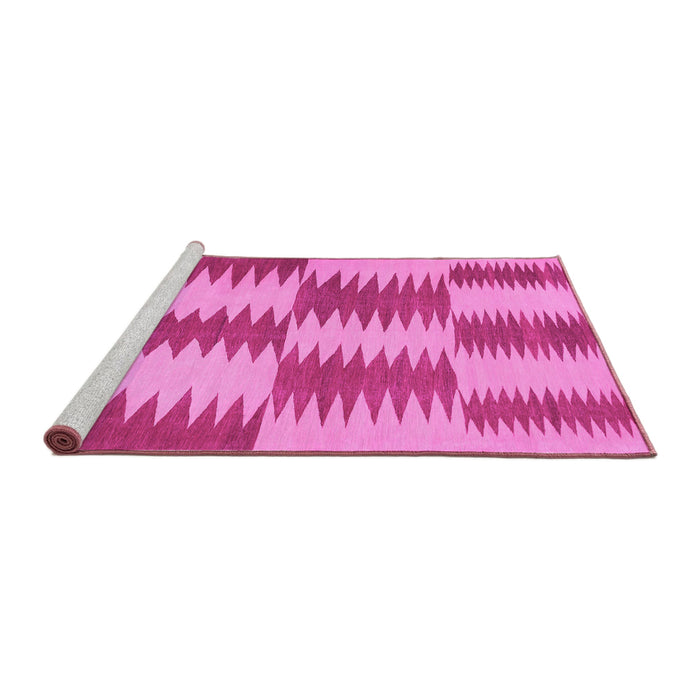 Sideview of Machine Washable Abstract Pink Contemporary Rug, wshcon712pnk