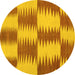 Round Abstract Yellow Contemporary Rug, con712yw