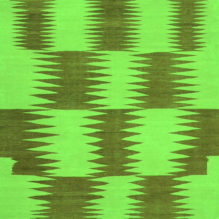 Round Machine Washable Abstract Green Contemporary Area Rugs, wshcon712grn