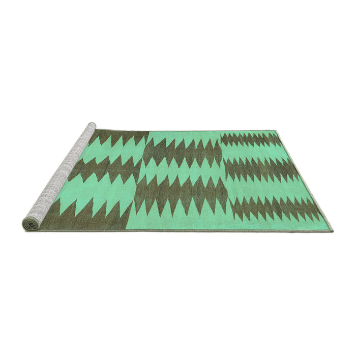 Sideview of Machine Washable Abstract Turquoise Contemporary Area Rugs, wshcon712turq