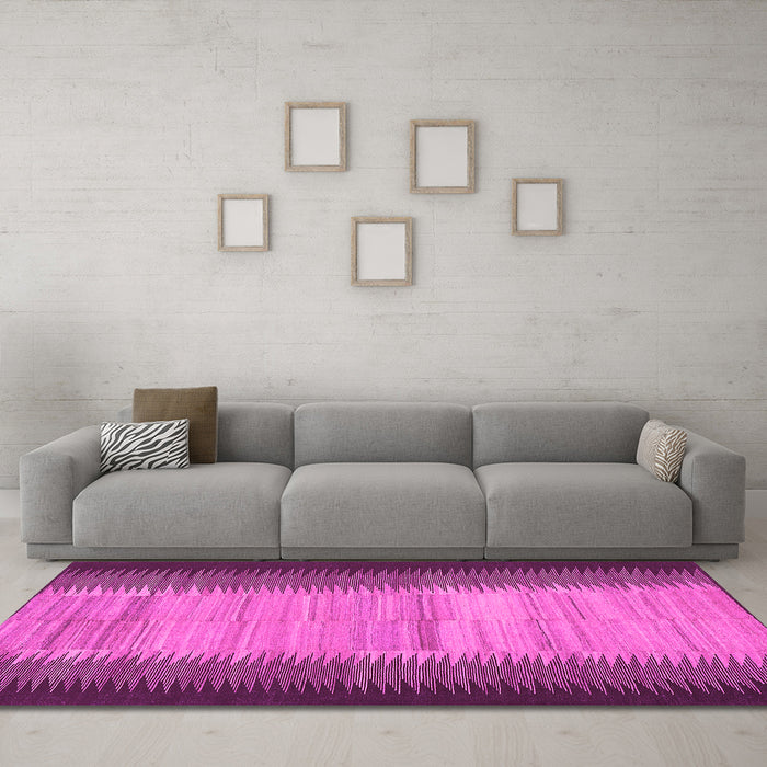 Machine Washable Abstract Pink Contemporary Rug in a Living Room, wshcon713pnk
