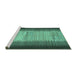 Sideview of Machine Washable Abstract Turquoise Contemporary Area Rugs, wshcon713turq