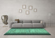 Machine Washable Abstract Turquoise Contemporary Area Rugs in a Living Room,, wshcon713turq