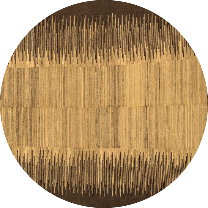 Round Abstract Brown Contemporary Rug, con713brn
