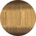 Round Abstract Brown Contemporary Rug, con713brn