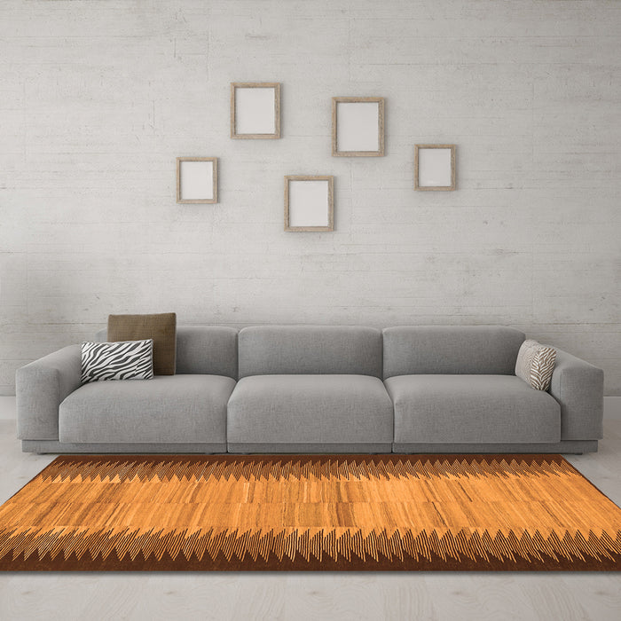 Machine Washable Abstract Orange Contemporary Area Rugs in a Living Room, wshcon713org