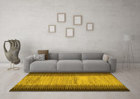 Machine Washable Abstract Yellow Contemporary Rug, wshcon713yw