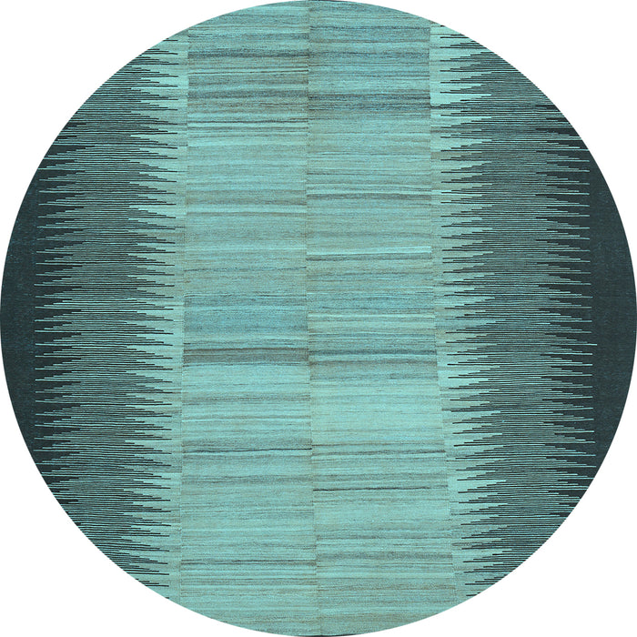 Round Abstract Light Blue Contemporary Rug, con713lblu