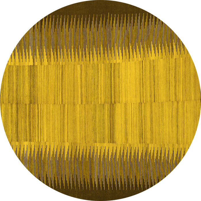 Round Abstract Yellow Contemporary Rug, con713yw