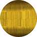 Round Abstract Yellow Contemporary Rug, con713yw