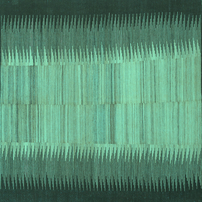 Square Machine Washable Abstract Turquoise Contemporary Area Rugs, wshcon713turq