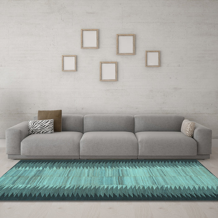 Machine Washable Abstract Light Blue Contemporary Rug in a Living Room, wshcon713lblu