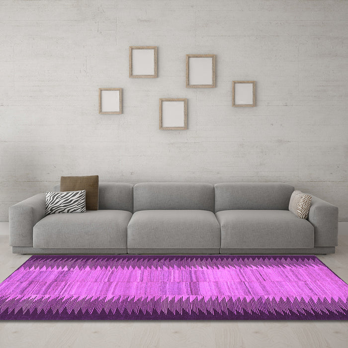 Machine Washable Abstract Purple Contemporary Area Rugs in a Living Room, wshcon713pur