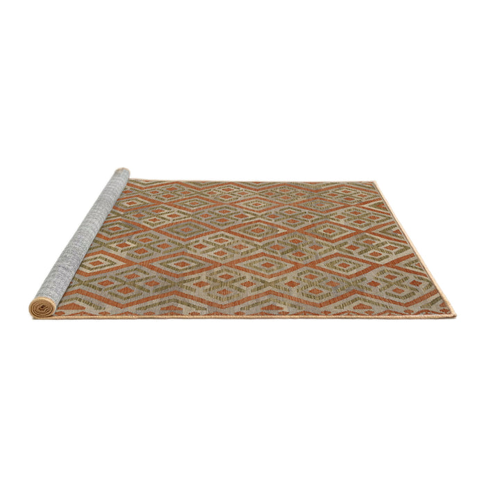 Serging Thickness of Machine Washable Contemporary Camel Brown Rug, wshcon714