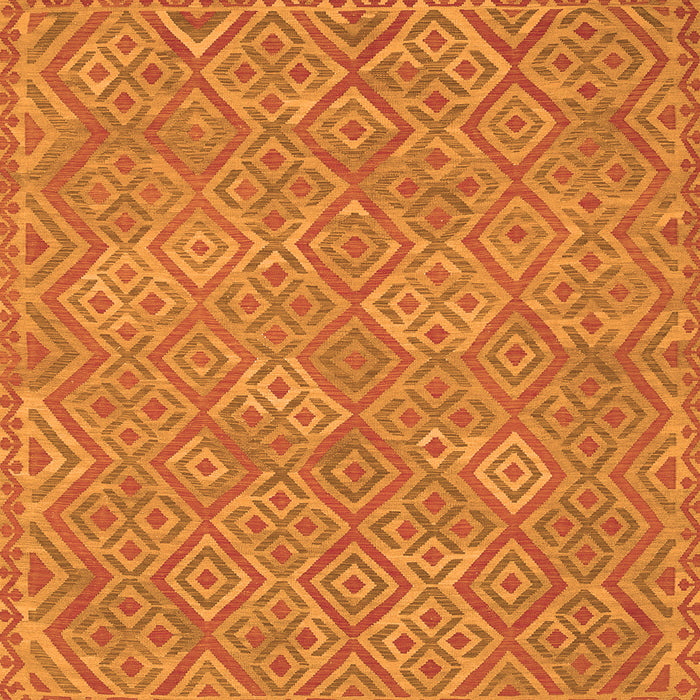 Round Machine Washable Abstract Orange Contemporary Area Rugs, wshcon714org