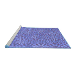 Sideview of Machine Washable Abstract Blue Contemporary Rug, wshcon714blu