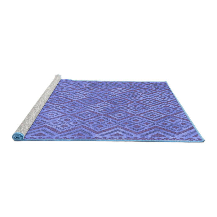 Sideview of Machine Washable Abstract Blue Contemporary Rug, wshcon714blu