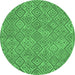 Round Abstract Emerald Green Contemporary Rug, con714emgrn