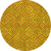 Round Machine Washable Abstract Yellow Contemporary Rug, wshcon714yw