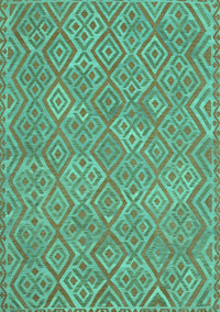 Abstract Turquoise Contemporary Rug, con714turq