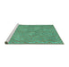 Sideview of Machine Washable Abstract Turquoise Contemporary Area Rugs, wshcon714turq