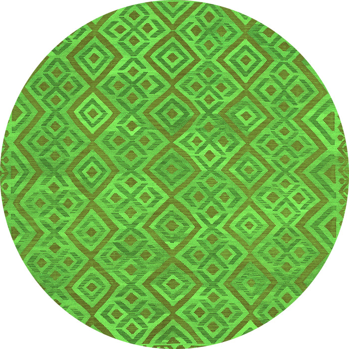 Square Abstract Green Contemporary Rug, con714grn