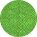 Square Abstract Green Contemporary Rug, con714grn