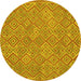 Round Abstract Yellow Contemporary Rug, con714yw