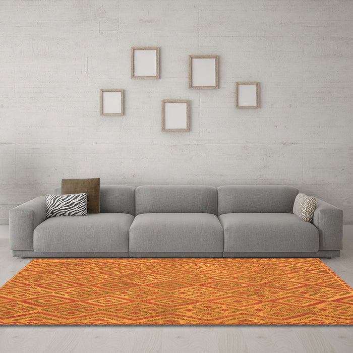 Machine Washable Abstract Orange Contemporary Area Rugs in a Living Room, wshcon714org