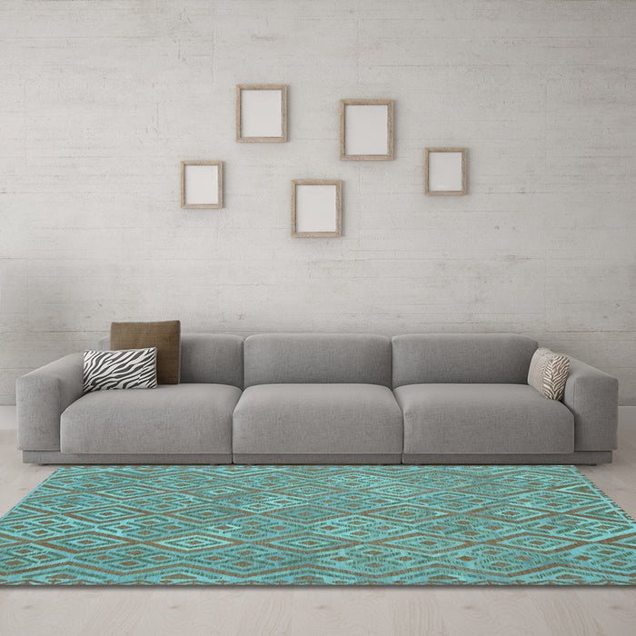 Machine Washable Abstract Light Blue Contemporary Rug in a Living Room, wshcon714lblu