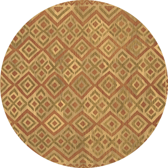 Round Abstract Brown Contemporary Rug, con714brn