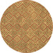 Round Abstract Brown Contemporary Rug, con714brn