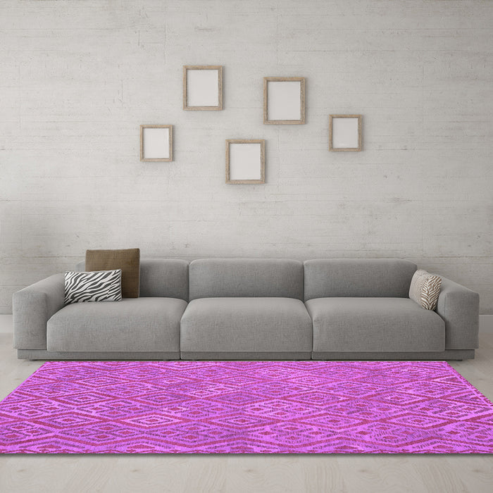 Machine Washable Abstract Purple Contemporary Area Rugs in a Living Room, wshcon714pur