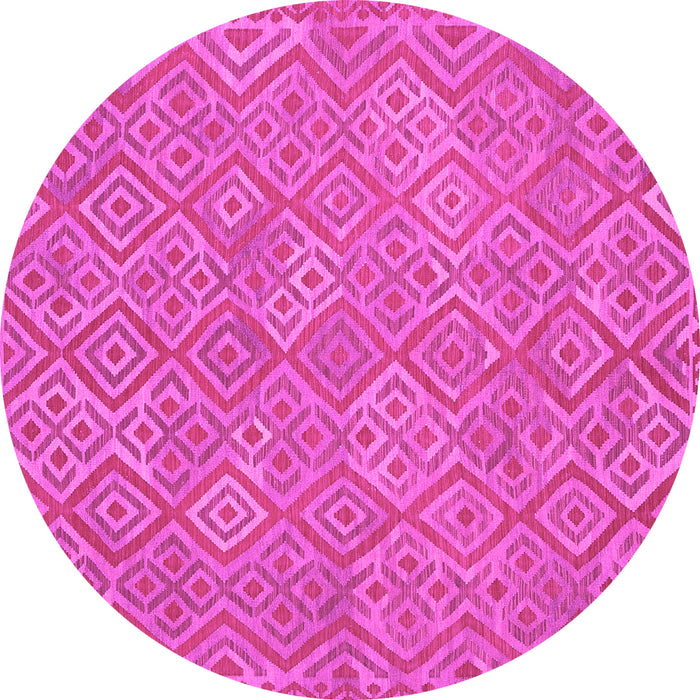 Round Machine Washable Abstract Pink Contemporary Rug, wshcon714pnk