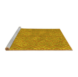Sideview of Machine Washable Abstract Yellow Contemporary Rug, wshcon714yw