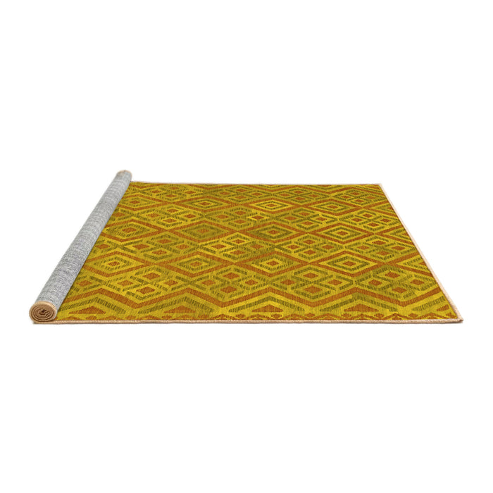 Sideview of Machine Washable Abstract Yellow Contemporary Rug, wshcon714yw