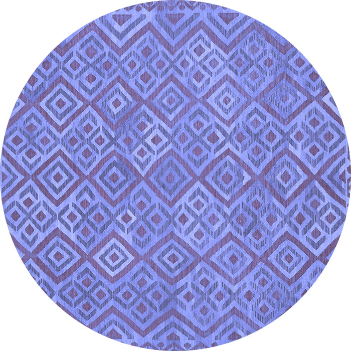 Round Machine Washable Abstract Blue Contemporary Rug, wshcon714blu