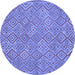 Round Machine Washable Abstract Blue Contemporary Rug, wshcon714blu
